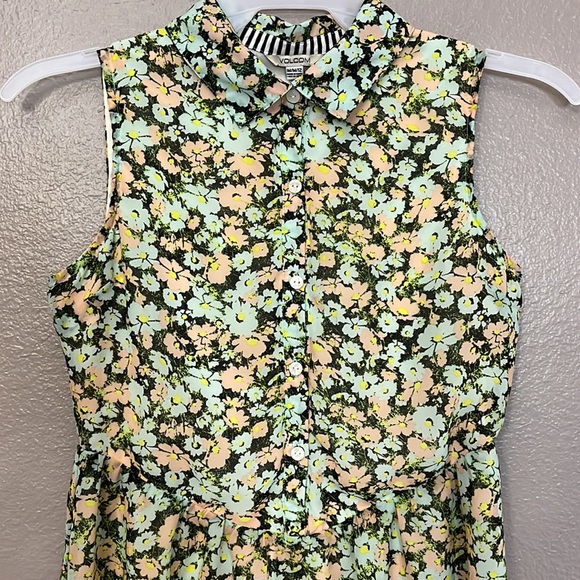 Volcom womans Floral Printed Dress Sleeveless Collared size M/12 - Picture 3 of 12